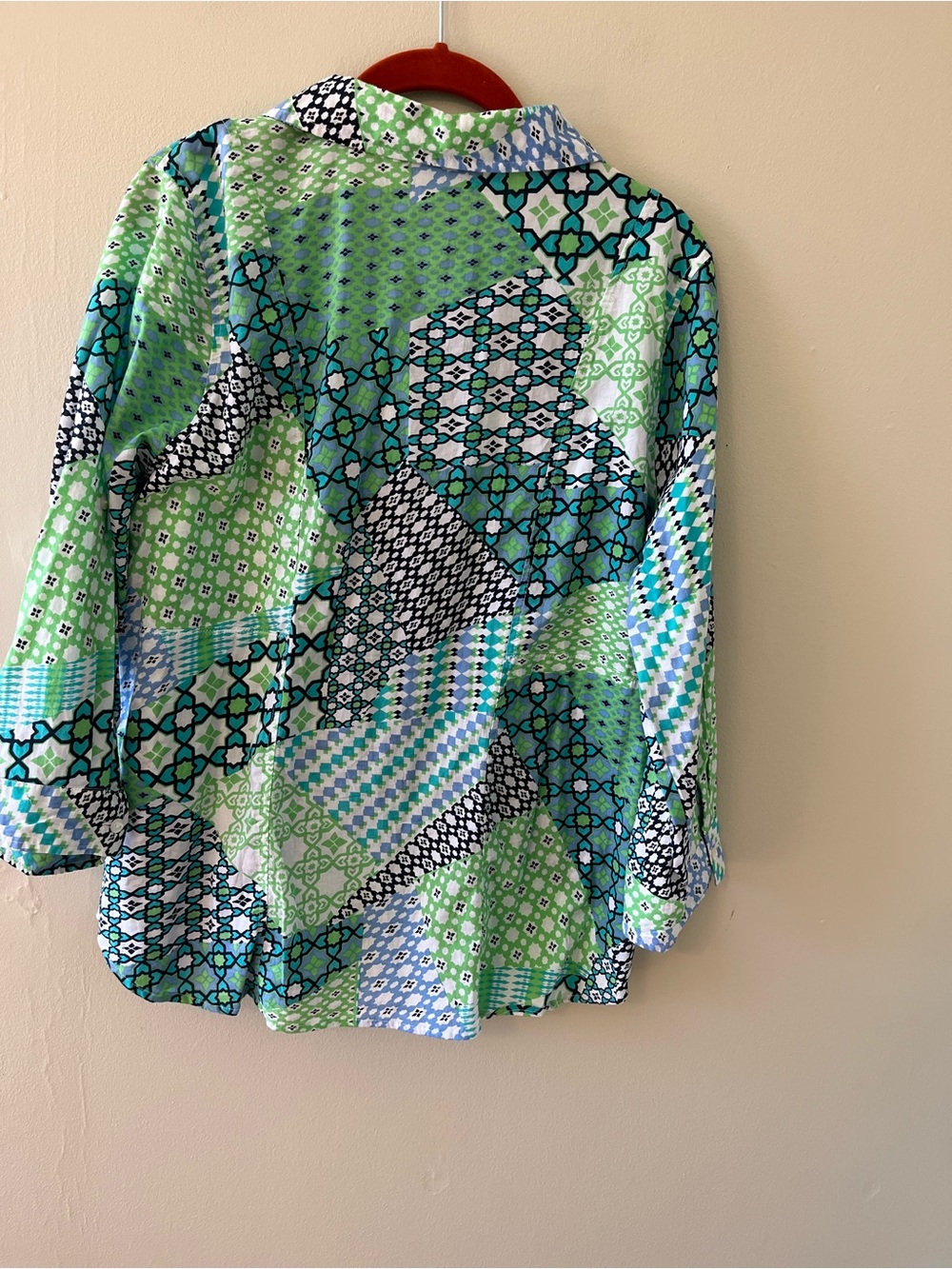 Caribbean Joe Green & Aqua Patterned Cotton Button-Up and 100% Cotton - Picture 4 of 6